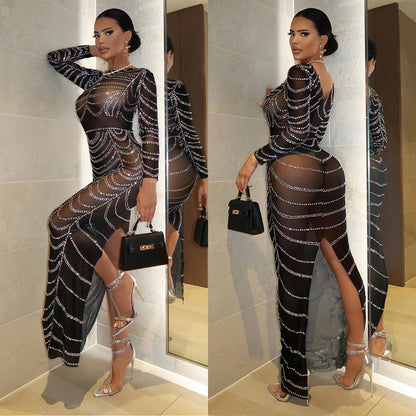 Slim Fit Long Sleeve Dress for Women's Fashion